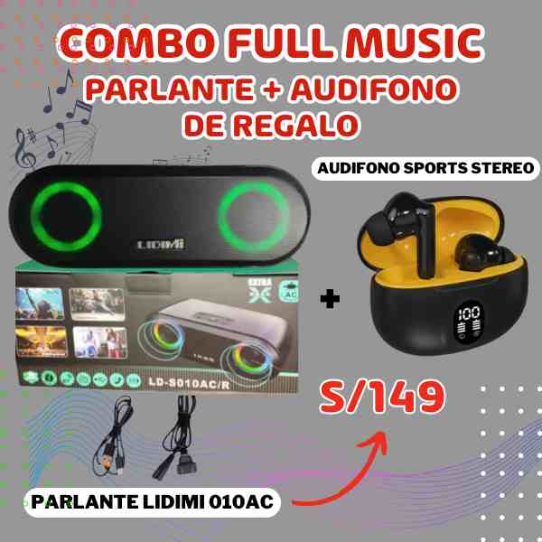 🔊 PARLANTE LIDIMI LD-S010 ORIGINAL® + AUDIFONO P9 PLUS MAX 🎶 🔥OFERTA IRREPETIBLE 💥